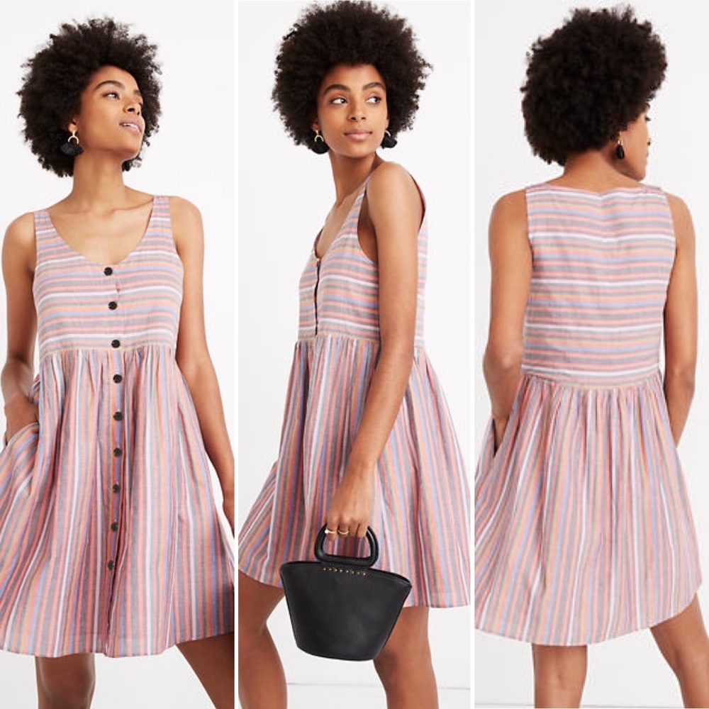 Madewell Rainbow Stripe Scoop Neck Tank Dress